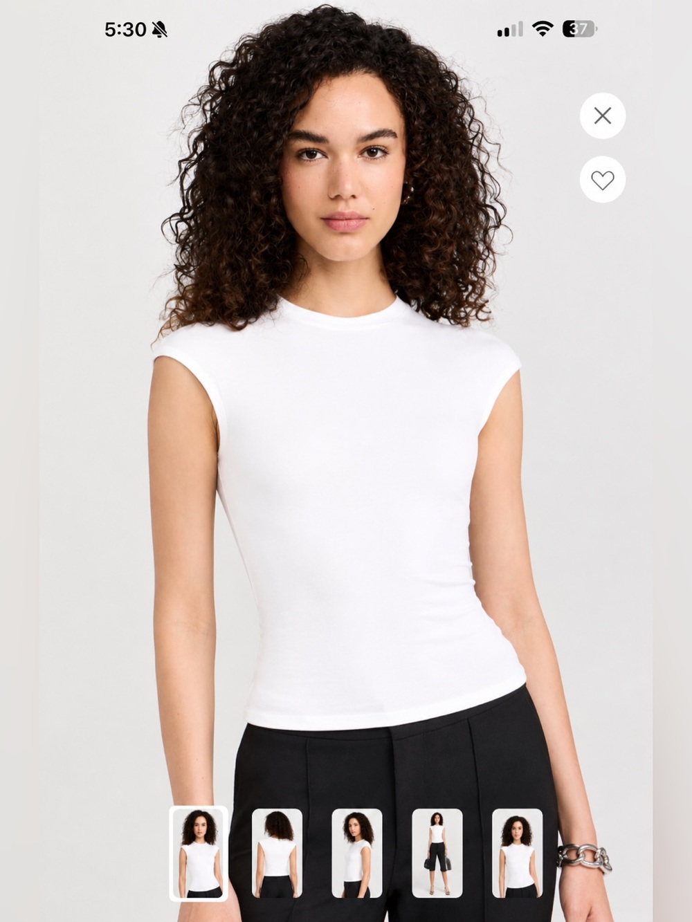 AFRM Nina Cap Sleeve Knit Crepe Top White